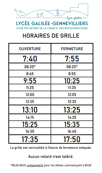 horaires grille 2024-2025